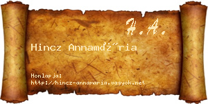 Hincz Annamária névjegykártya